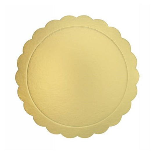 Trade Shop - Set 4 Pz Base Per Torta Rotonda Piatto Sottotorta Dorato 20 Cm Con Bordino 31159         