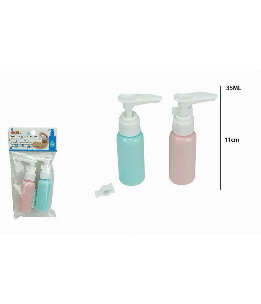 Set 4 Pz Bottiglia Da Viaggio Flacone Vuoto 35ml Con Erogatore Per Lozione 79376         