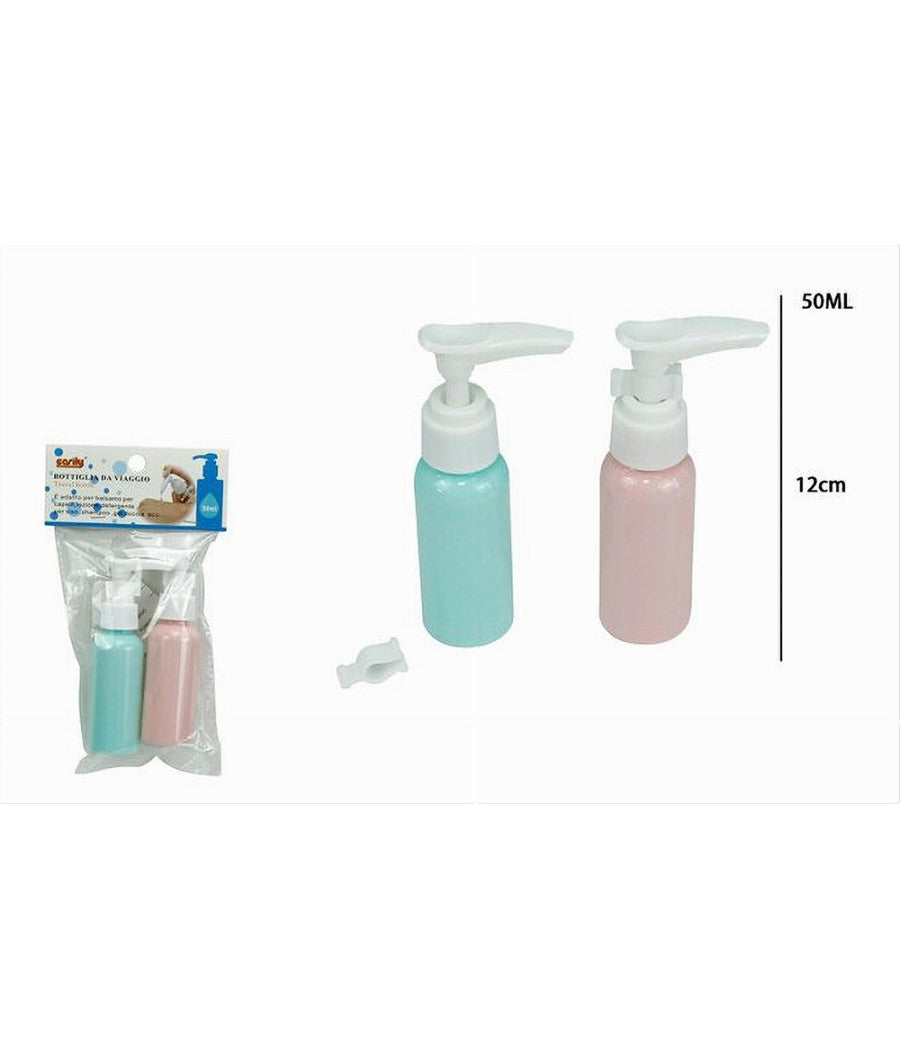 Set 4 Pz Bottiglia Da Viaggio Flacone Vuoto 50ml Con Erogatore Per Lozione 79377         