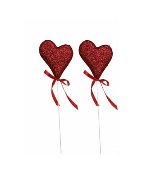 Set 4 Pz Cuori In Polistirolo Con Stand Cuore Glitterato 7cm San Valentino 68270         