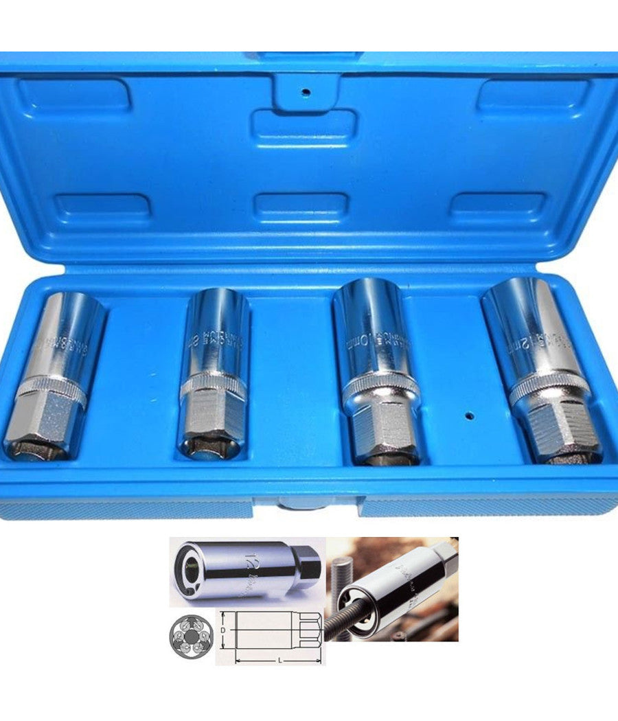 Set 4 Pz Estrattori Prigionieri A Rullo Vite Estrattore 1/2" 6 8 10 12mm         