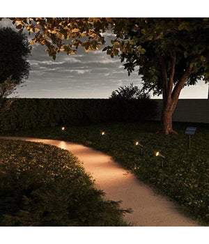 Set 4 Pz Faretti Led A Picchetto Con Pannello Solare Luce Fredda Calda Ip65 Ly04         