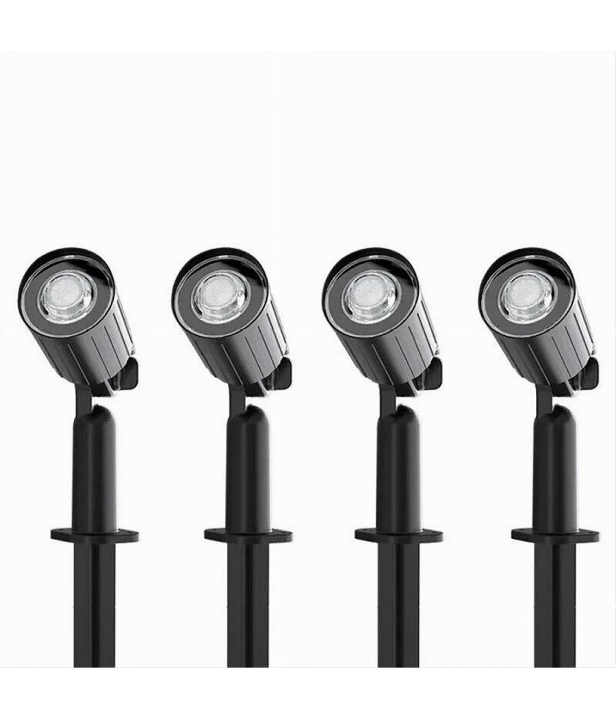 Set 4 Pz Faretti Led A Picchetto Con Pannello Solare Luce Fredda Calda Ip65 Ly04  -bianco Caldo      -
