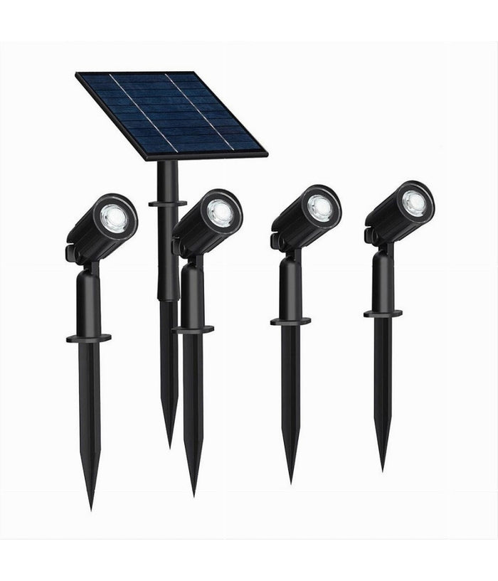 Set 4 Pz Faretti Led A Picchetto Con Pannello Solare Luce Fredda Calda Ip65 Ly04         