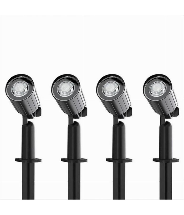 Set 4 Pz Faretti Led A Picchetto Con Pannello Solare Luce Fredda Calda Ip65 Ly04         