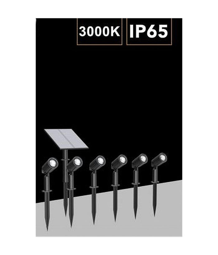 Set 4 Pz Faretti Led A Picchetto Con Pannello Solare Luce Fredda Calda Ip65 Ly04         