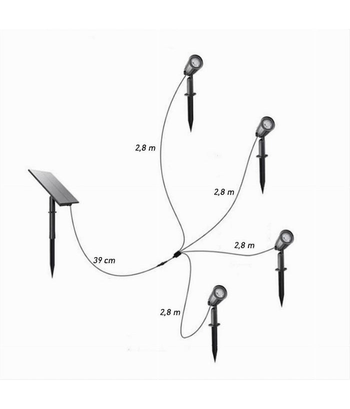 Set 4 Pz Faretti Led A Picchetto Con Pannello Solare Luce Fredda Calda Ip65 Ly04  -bianco Freddo      -