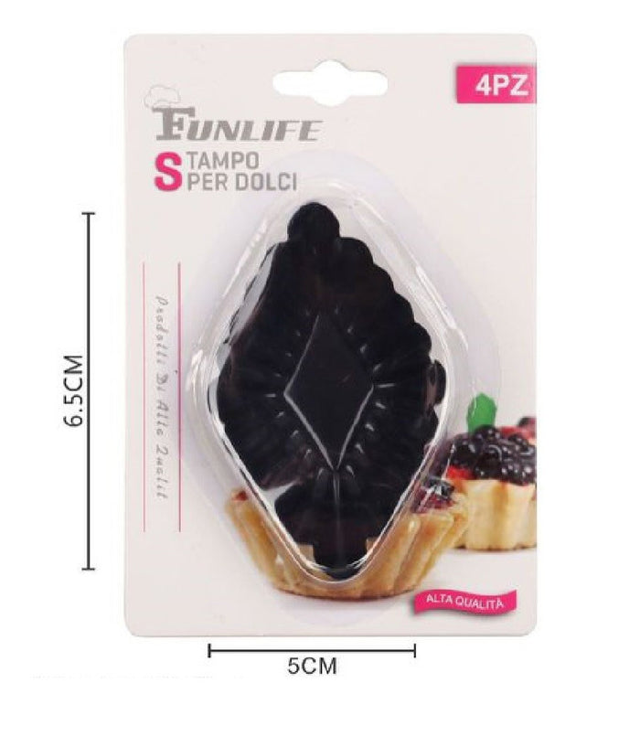 Set 4 Pz Formine Stampo Per Crostatine Dolci Dessert Antiaderente 6,5x5cm 98587         