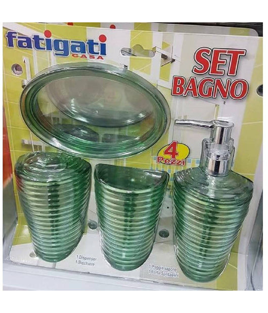 Set 4 Pz In Plastica Dura Da Appoggio Bagno Wc Accessori Colori Assortiti 29571         