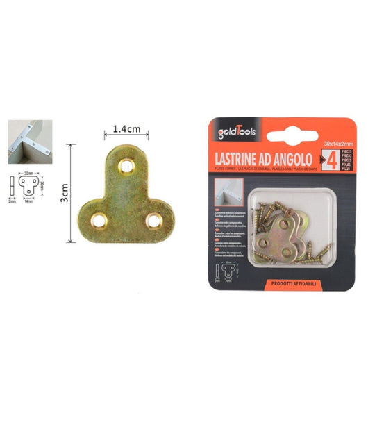 Set 4 Pz Lastrina Lastrine Ad Angolo Forma T 30x14x2mm Con Viti Per Mobili 91222         