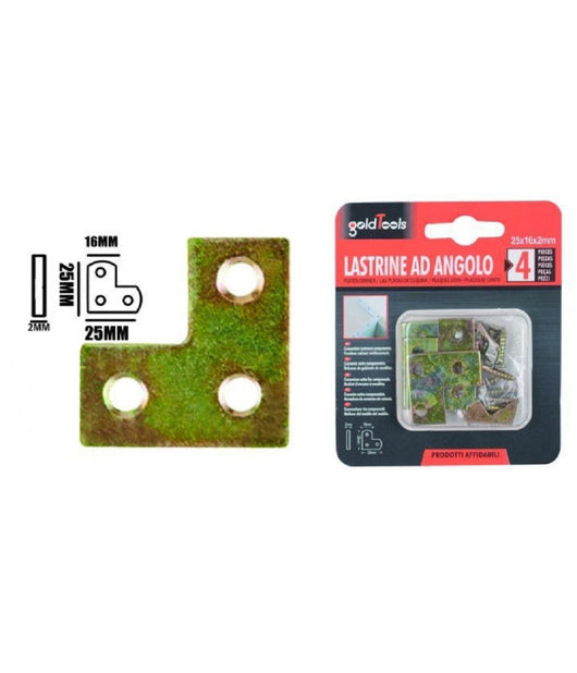 Set 4 Pz Lastrina Lastrine Ad Angolo Forma V 25x16x2mm Con Viti Per Mobili 91226         