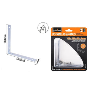 Set 4 Pz Lastrine Ad Angolo Lastrina Angolare 100x100x15x2 Mm Viti Mobili 57117         