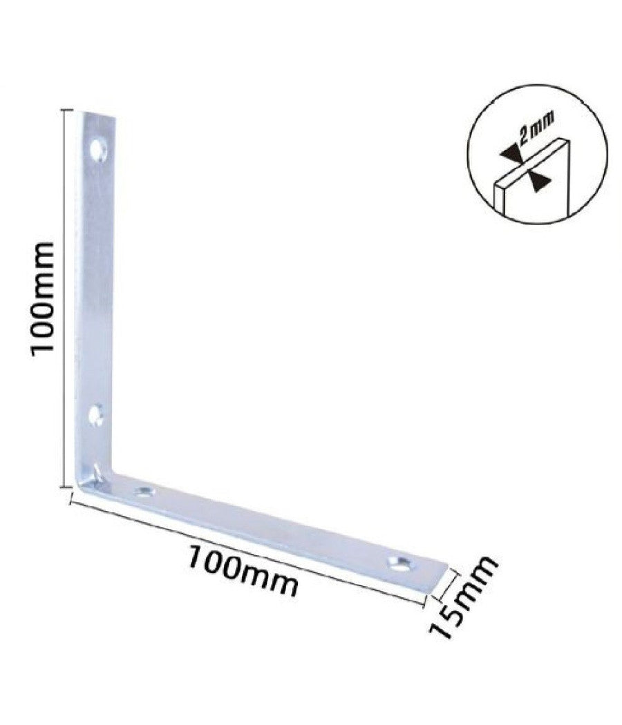 Set 4 Pz Lastrine Ad Angolo Lastrina Angolare 100x100x15x2 Mm Viti Mobili 57117         