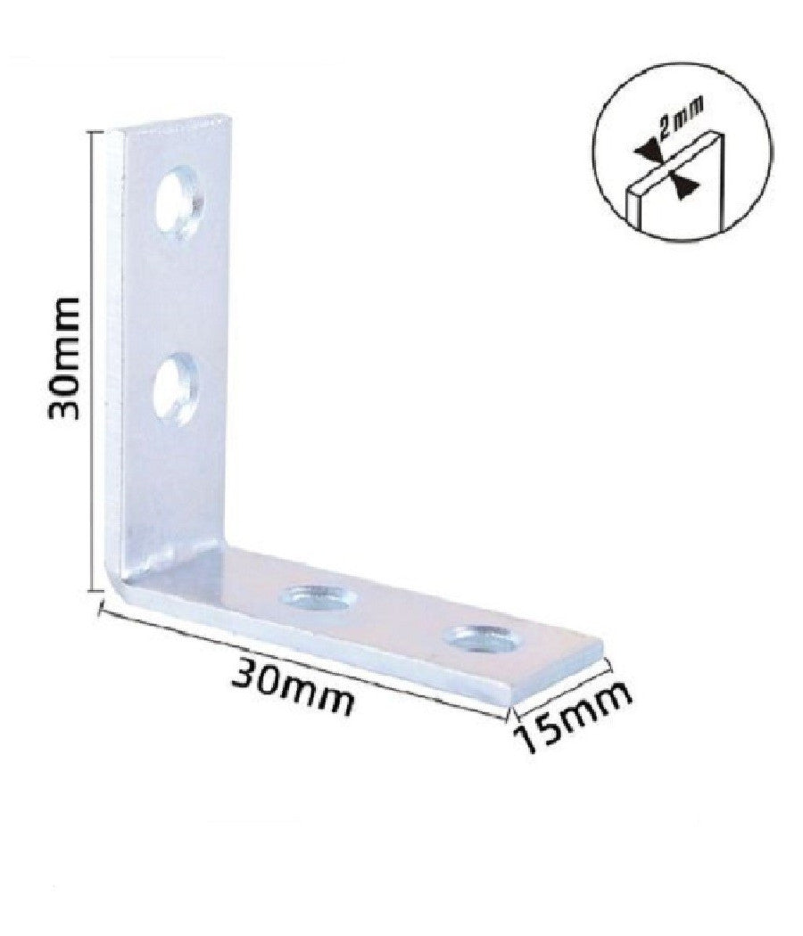 Set 4 Pz Lastrine Ad Angolo Lastrina Angolare 30x30x15x2mm Con Viti Mobili 57111         