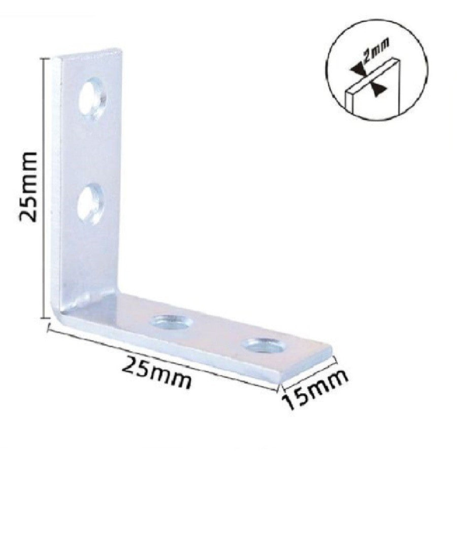 Set 4 Pz Lastrine Lastrina Ad Angolo Angolare 25x25x15x2mm Con Viti Mobili 57110         