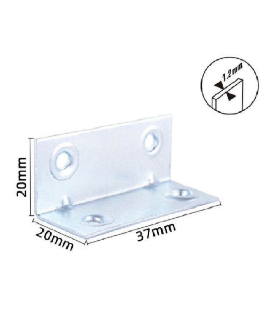 Set 4 Pz Lastrine Lastrina Ad Angolo Angolare 37x20x20x1.2 Mm Viti Mobili 57127         