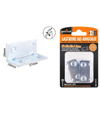 Set 4 Pz Lastrine Lastrina Ad Angolo Angolare 37x20x20x1.2 Mm Viti Mobili 57127         