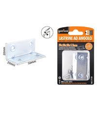 Set 4 Pz Lastrine Lastrina Ad Angolo Angolare 50x20x20x1.2 Mm Viti Mobili 57128         