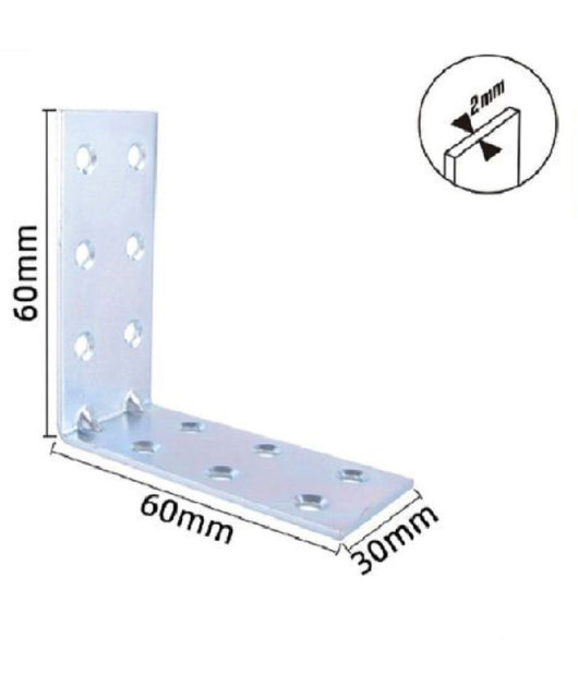 Set 4 Pz Lastrine Lastrina Ad Angolo Angolare 60x60x30x2mm Con Viti Mobili 57122         