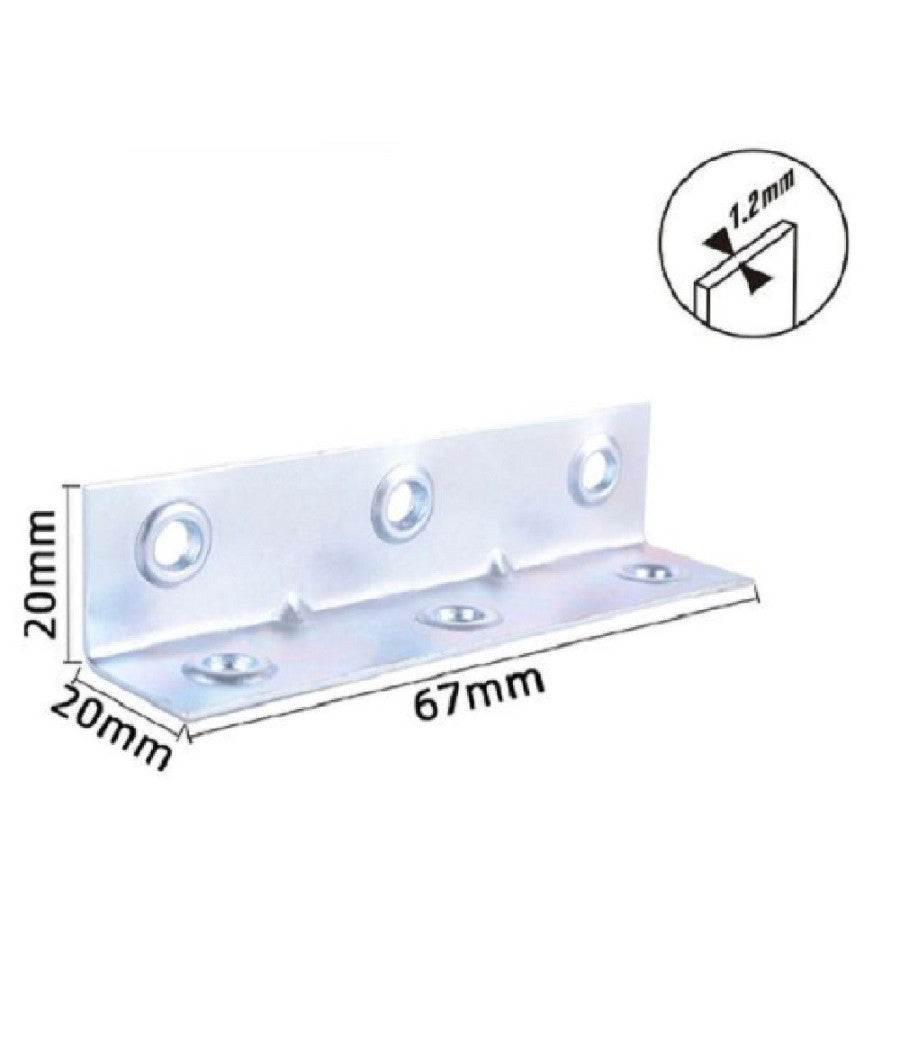 Set 4 Pz Lastrine Lastrina Ad Angolo Angolare 67x20x20x1.2mm Viti Mobili 57129         
