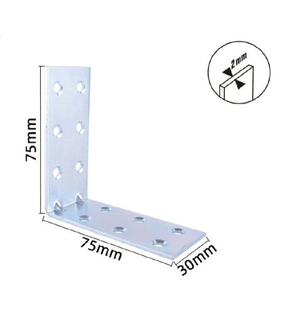 Set 4 Pz Lastrine Lastrina Ad Angolo Angolare 75x75x30x2mm Con Viti Mobili 57124         