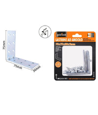 Set 4 Pz Lastrine Lastrina Ad Angolo Angolare 75x75x30x2mm Con Viti Mobili 57124         