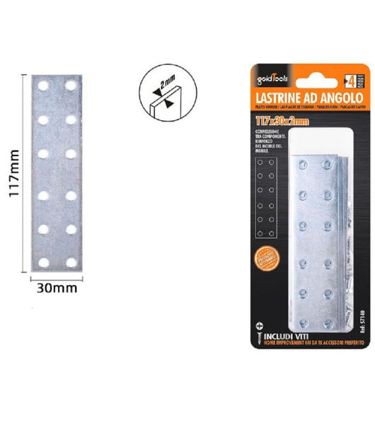 Set 4 Pz Lastrine Lastrina Piastra Di Giunzione 117x30x2mm Con Viti Mobili 57140         