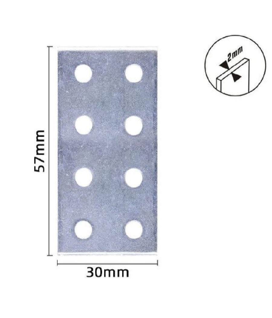 Set 4 Pz Lastrine Lastrina Piastra Di Giunzione 57x30x2 Mm Con Viti Mobili 57137         