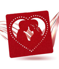 Set 4 Pz Sottobicchieri 10x10cm Quadrato Cuore Tessuto Rosso San Valentino 95455         