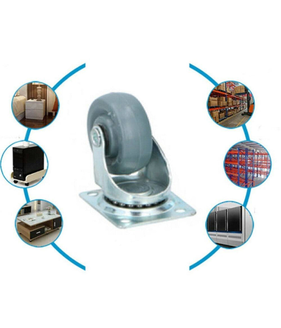 Set 4 Ruote Girevoli Multiuso Per Mobili Carrello 5 Cm Rotelle In Gomma Grigio         