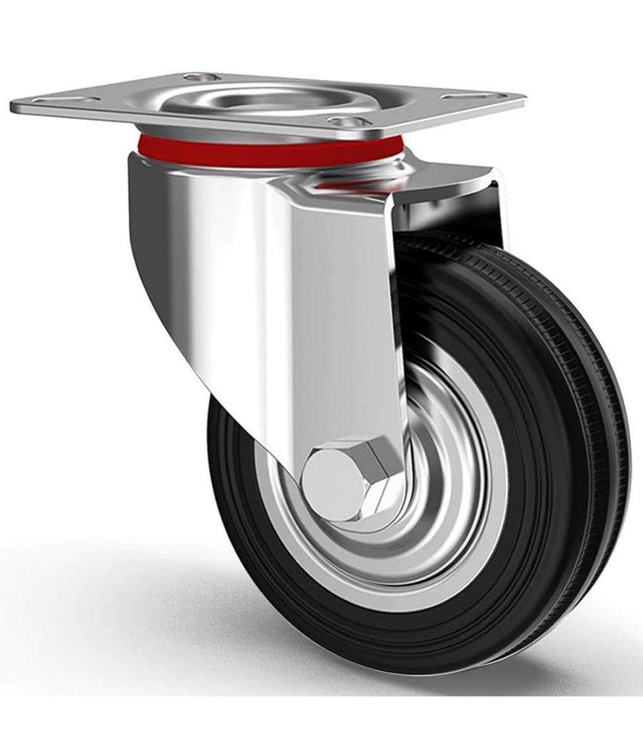 Set 4 Ruote Piroettanti Per Carichi Pesanti Girevole 360° Con Freno 125x80x100mm         