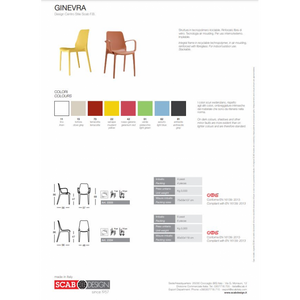 SET 4 SEDIE GINEVRA TECNOPOLIMERO CON BRACCIOLI SCAB DESIGN - Azzurro 62