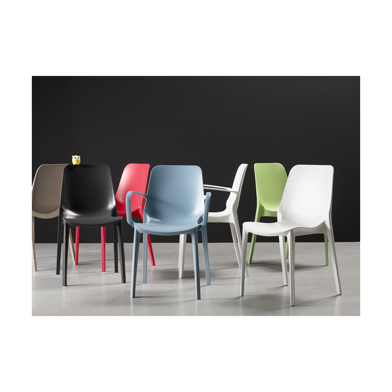 SET 4 SEDIE GINEVRA TECNOPOLIMERO CON BRACCIOLI SCAB DESIGN - Rosso Geranio 42