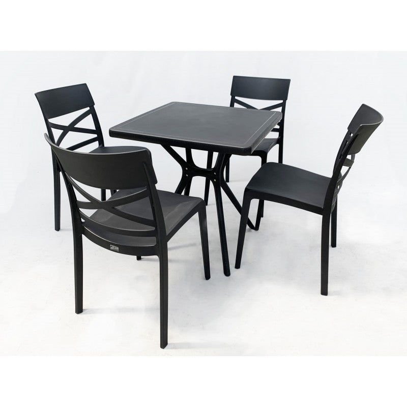 Set 4 Sedie in Resina "London Cross" By Flow Bianco