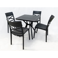 Set 4 Sedie in Resina Monoblocco "London Cross" By Flow Antracite