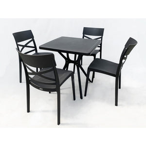 Set 4 Sedie in Resina Monoblocco "London Cross" By Flow Antracite