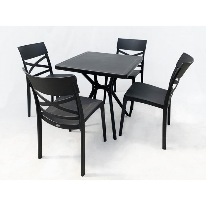 Set 4 Sedie in Resina Monoblocco "London Cross" By Flow Antracite