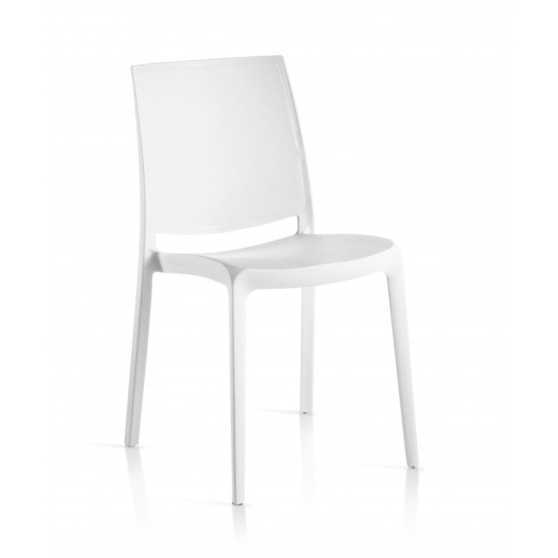 Set 4 Sedie in Resina Monoblocco London Matt By Flow Bianco