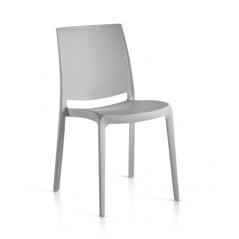 Set 4 Sedie in Resina Monoblocco London Matt By Flow Grigio Chiaro