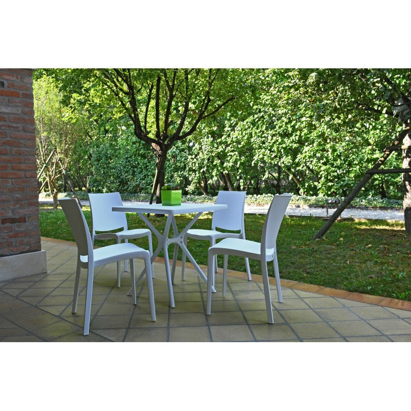 Set 4 Sedie in Resina Monoblocco London Matt By Flow Grigio Chiaro