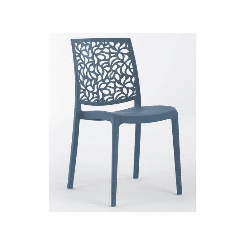 Set 4 Sedie in Resina Monoblocco London Stone By Flow Petrolio