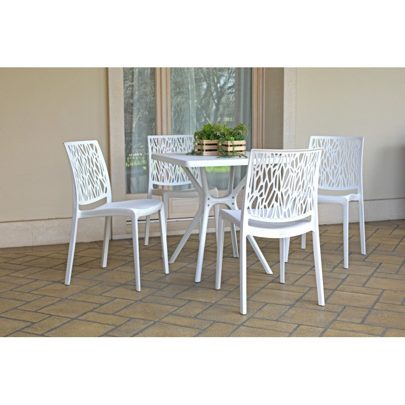 Set 4 Sedie in Resina Monoblocco "London Twist" By Flow Bianco