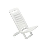 Trade Shop - Set 4 Sedie Spiaggina Bassa Da Spiaggia Mare Piscina In Plastica Bianca Pieghevole 009259         