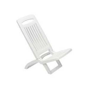 Trade Shop - Set 4 Sedie Spiaggina Bassa Da Spiaggia Mare Piscina In Plastica Bianca Pieghevole 009259         