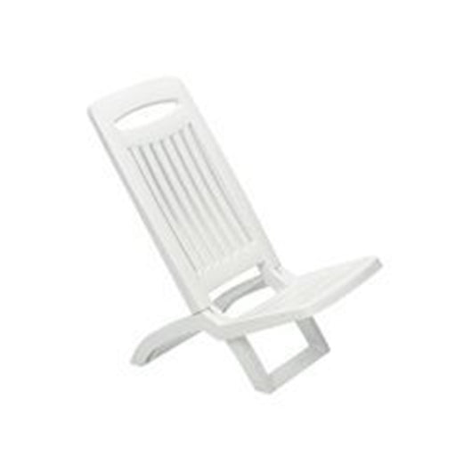 Trade Shop - Set 4 Sedie Spiaggina Bassa Da Spiaggia Mare Piscina In Plastica Bianca Pieghevole 009259         