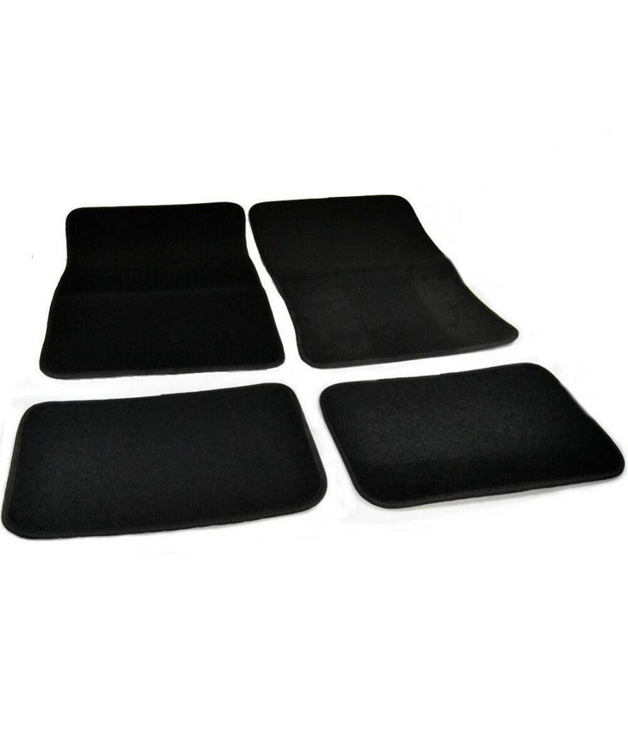 Set 4 Tappetini Per Auto In Moquette Nera Antiscivolo Protezione Interni         