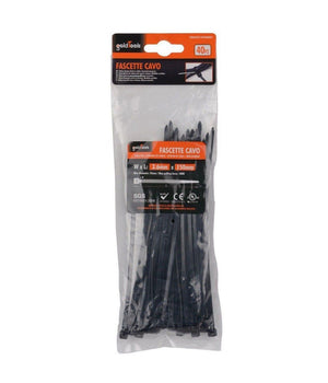 Set 40 Pz Fascette Cavi Cavo Nero Stringenti In Plastica Nylon 3.6x150 Mm 92380         