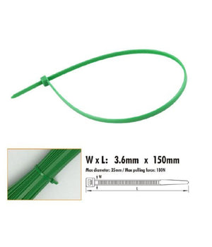 Set 40 Pz Fascette Cavi Cavo Verde Stringenti In Plastica Nylon 3.6x150mm 92394         