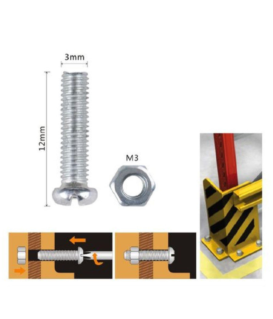 Set 40 Pz Viti Vite Testa A Croce Tonda 3x12 Mm Con Dadi Dado Esagonale M3 90952         