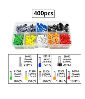 Set 400 Terminali Crimpare Connettori Capicorda Elettrici Puntali Isolati 07427         